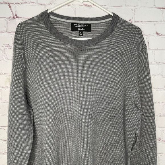 Banana Republic Baruffa Sweater Men's Medium Gray Italian Merino Wool Pullover - Picture 4 of 8